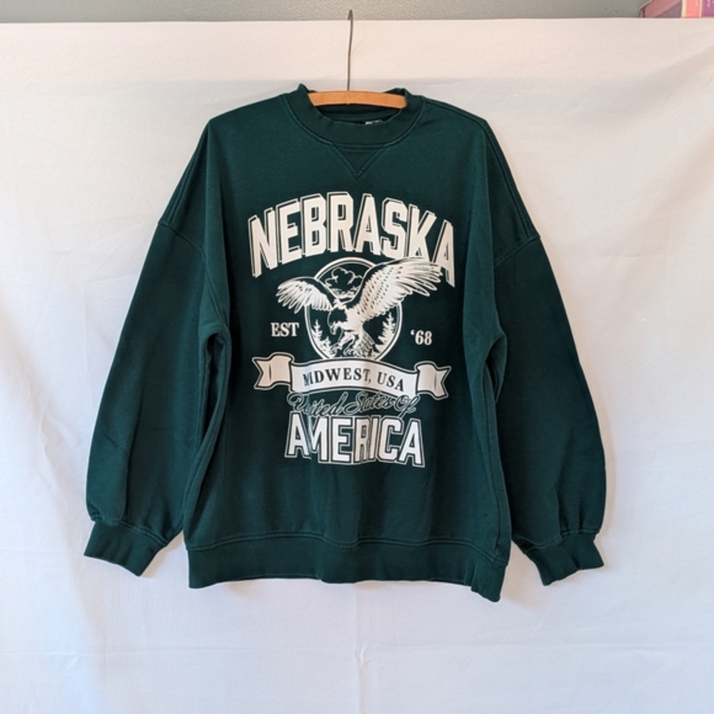 Nebraska America Green Sweater